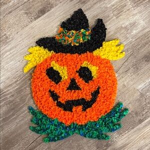 Vintage Melted Plastic Popcorn Jack O' Lantern Halloween Decor